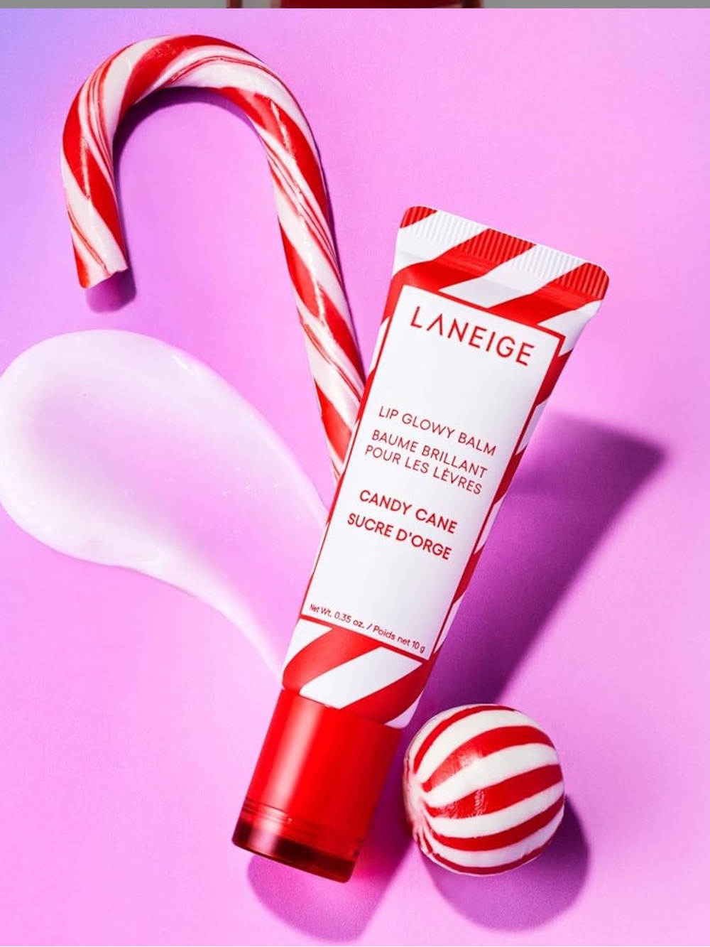 LANEIGE Candy Cane Lip Glowy Balm - Red & White